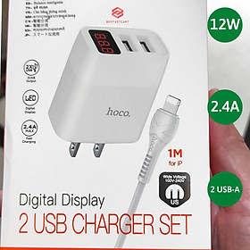 Mua Bộ Củ Cáp Sạc Nhanh 2.4A Có Báo Đèn Led Hoco C86 Dành Cho Các Dòng Smartphone -Hàng Chính Hãng