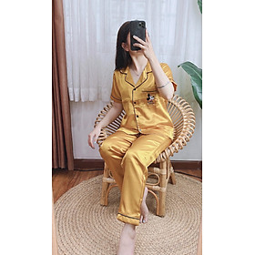 Đồ bộ ngủ mặc nhà nữ Lụa túi thêu Mickey dễ thương nhiều màu sắc dưới 62kg cho bạn gái tay ngắn quần dài
