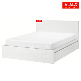 Giường ngủ ALALA38 + 2 hộc kéo / Miễn phí vận chuyển và lắp đặt/ Đổi trả 30 ngày/ Sản phẩm được bảo hành 5 năm từ thương hiệu ALALA/ Chịu lực 700kg