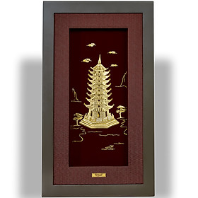 Tranh Vàng 24K PRIMA ART - THÁP VĂN XƯƠNG 9 TẦNG - Kích thước 16 x 29 cm - CGS-0401-01