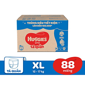Chuỗi cửa hàng Mẹ & Bé 16 Thùng Tã quần Huggies Tràm Trà Tự Nhiên Dry Pants Mega Jumbo M120/L104/XL88/XXL80