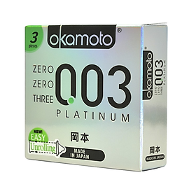 Okamoto 0.03 - Bcs Siêu Mỏng - Cao Cấp - Nhiều Gel - Platinum - Nhật Bản - 3s