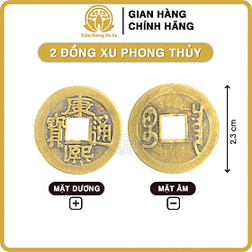 2 Đồng xu cổ phong thủy may mắn âm dương giúp chiêu tài giữ lộc Trầm Hương Hà Xá