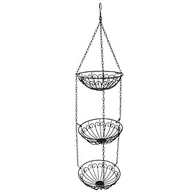 3 Tier Metal Kitchen Wire Vegetable Rack Fruit Hanging Basket Bowl Shower