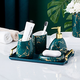 Mua Bộ cốc sứ dùng trong nhà tắm  bộ cốc kèm lọ đựng bằng sứ vân đá cao cấp