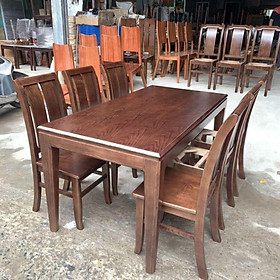Mua Bộ Bàn Ăn 6 Ghế - Bàn Chân Côn  Táp Cổ  Mặt Gỗ
