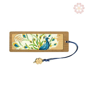 Dấu trang nghệ thuật - chú công trắng - size 13.5 x 5.3 cm