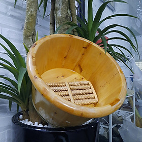 Mua CHẬU NGÂM CHÂN BO VIỀN BẰNG GỖ TUYẾT TÙNG KÈM BÀN LĂN GỖ MASSAGE CHÂN