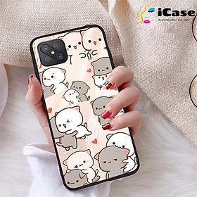 Ốp lưng iCase dành cho Oppo Reno 4Z 5G chất liệu viền dẻo lưng cứng nhám TPU có hai lỗ xỏ dây đeo in nổi 4D hình bộ sưu tập Cat Cute 13
