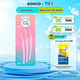 Vỉ 03 Dao Cạo Chân Mày Cho Nữ Dorco Natty Eyebrow LI 003 3B Màu ngẫu nhiên