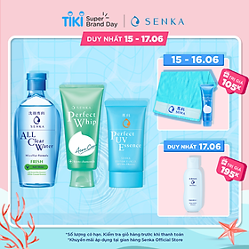 Hình ảnh Bộ sản phẩm Senka làm sạch và chống nắng dành cho da mụn (Senka A.L.L.Clear Water Fresh 230ml + SRM Acne Care 100g + Senka Perfect UV Essence 50g) Hình ảnh Bộ sản phẩm Senka làm sạch và chống nắng dành cho da mụn (Senka A.L.L.Clear Water Fresh 230ml + SRM Acne Care 100g + Senka Perfect UV Essence 50g)