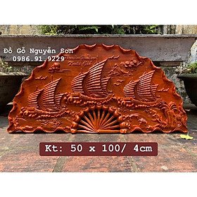 Mua Tranh quạt gỗ thuận buồm xuôi gió treo tường sơn pu cao cấp
