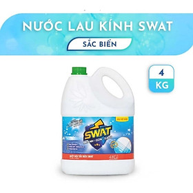 Nước lau kính hương biển xanh swat can 4kg - siêu tiết kiệm