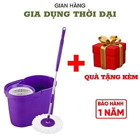 Mua Bộ Lau Nhà Xoay 360 Độ OMEGA SUPA MOP Đài Loan (1 Thân Cây + 2 Bông Lau + 1 Thùng Lau) - Thông Minh - Dung Tích Lớn - Chất Liệu Nhôm Cao Cấp ( QUÀ TẶNG)