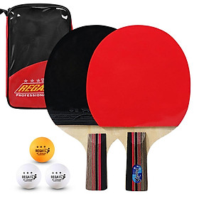 2 cây vợt bóng bàn Paddles Chất lượng cao-Màu Tay cầm ngắn-Size Với túi màu đỏ