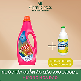 [MUA 1 TẶNG 1] Nước tẩy quần áo màu AXO đánh bay vết bẩn chai 1,8 Lít lưu hương thơm mát