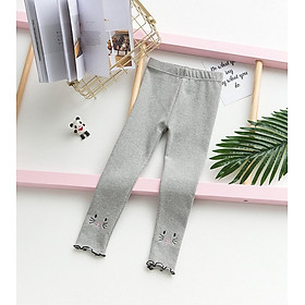 Quần legging bé gái thêu hình mèo