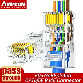 Hạt mạng xuyên thấu Cat5e, Cat6 UTP AMPCOM - Hàng chính hãng