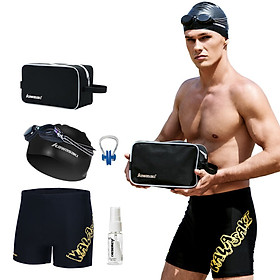 Kawasaki KAWASAKI all-around swimming trunks goggles swimming cap storage bag anti-fog agent luxury six-piece set fashion atmosphere swimming equipment boxer set classic K-011 coating XL