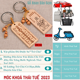 Mua Móc khóa Thái Tuế Loại 1 Gỗ Xoan Đào 2023 Quý Mão(Đã Trì Chú)