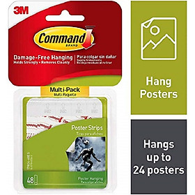 Vỉ 48 miếng dán móc treo tường Command 17024-48ES, kích thước 16mm x 44mm siêu bền, siều chắc