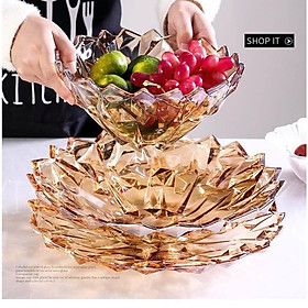 Mua COMBO 3 KHAY THỦY TINH ĐỰNG BÁNH KẸO HOA QUẢ MÀU VÀNG CAO CẤP - ANTH687