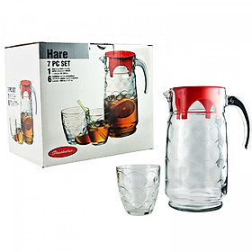 Bộ bình 6 ly thủy tinh uống nước Châu Âu 1650ml + 208ml