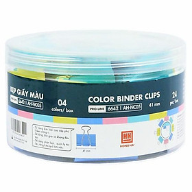 Hộp 24 Kẹp Bướm Màu 41mm - Hồng Hà 6642