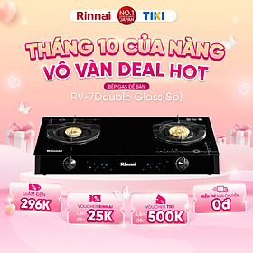 Mua Bếp gas dương Rinnai RV-7Double Glass(Sp) mặt bếp kính và kiềng bếp men - Hàng chính hãng.
