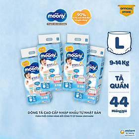 Combo 4 Gói Tã Quần Moony Bé Trai Gói Đại L44 (44 miếng)