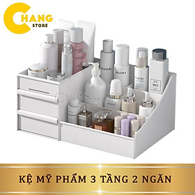Kệ mỹ phẩm 3 tầng 2 ngăn kéo đựng đồ trang điểm tiện dụng - Tủ đựng mỹ phẩm, trang sức