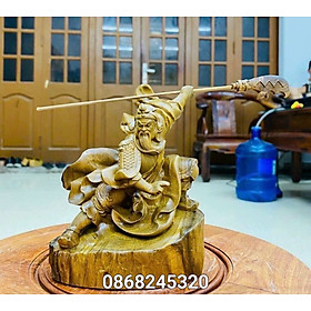 Mua Tượng quan công múa võ bằng gỗ bách xanh thơm nức kt 15×12×9cm