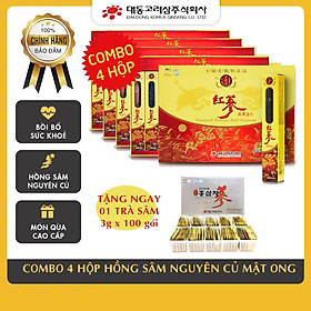 MUA 4 Hồng sâm Hàn quốc nguyên củ tẩm mật ong 300gram TẶNG 1 Trà sâm dạng