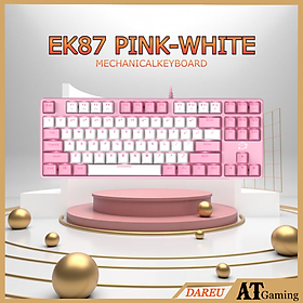 Bàn phím cơ Gaming DAREU EK87 PINK-WHITE (PINK-LED, Blue/ Brown/ Red D switch) - Hàng chính hãng