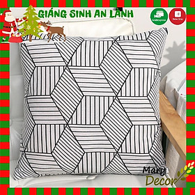 Mua Gối tựa sofa - họa tiết Tứ giác đen nền trắng G-G10
