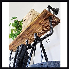 Kệ ống sắt trang trí 1 tầng kiêm giá treo quần áo, Giá treo đồ decor phong cách vintage