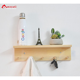 Mua Kệ gỗ treo tường Anzzar để đồ trang trí nhà cửa  decor phòng ngủ có móc treo quần áo  phụ kiện