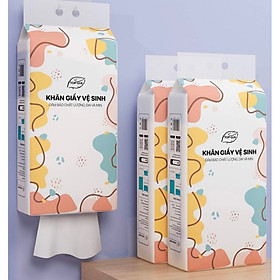 Thùng 4 gói khăn giấy, khăn giấy treo tường dạng rút đáy, khăn giấy cao cấp