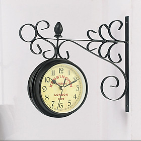 Vintage Art Design Double Sided Wall Clock Station Clock Home Living Room