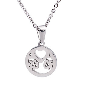 Unisex  Love Heart Cute Bear Pendant Stainless Steel Necklace Jewelry