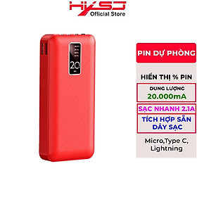 Pin sạc dự phòng HXSJ A1 20.000mAh-sạc nhanh tích hợp sẵn 4 đầu sạc chuyên dụng tiện lợi, 2 Cổng Sạc Vào Type-C/Micro - Hàng Chính Hãng