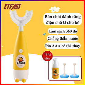 Mua Bàn chải đánh răng điện trẻ em từ 2-12 tuổi họa tiết vịt vàng tạo hứng thú và thói quen đánh răng cho bé  Tặng kèm kem đánh răng + 2 đầu bàn chải đứng chất liệu silicon an toàn  chống nước  chống rơi vỡ