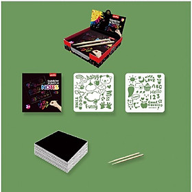 Mua Hộp 100 tấm tranh cạo đen size 9x9cm tự do sáng tạo