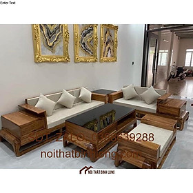 Sofa gỗ phòng khách 2 văng gỗ hương