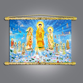 Mua Tranh Phật giáo - Tây Phương Tam Thánh  Chất liệu vải canvas nẹp sáo gỗ  nhiều size   nhiều mẫu hình ảnh sắc nét rực rỡ chân thực