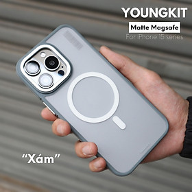 Ốp lưng cho iPhone 15 Pro Max Youngkit Rock Sand Skin Fell with Maqsafe hàng cao cấp - hàng chính hãng