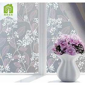 Mua 5M Giấy Dán Kính Họa Tiết hoa lá hồng Không Cần Keo - Khổ 0.6m