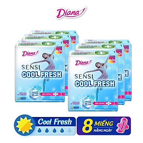 Bộ 6 Gói Băng Vệ Sinh Diana SenSi Cool Fresh Siêu Mỏng Cánh (8 Miếng/Gói)