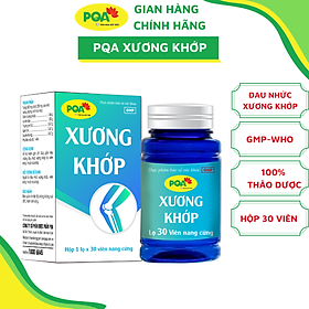 Viên nang PQA Xương Khớp hộp 30 viên là dược phẩm thảo dược cho người bị đau nhức xương khớp, viêm khớp, thoái hóa khớp, hỗ trợ mạnh gân cốt, giúp hạn chế triệu chứng đau nhức xương khớp do viêm khớp, thoái hóa khớp.