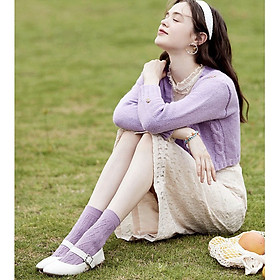 Set 5 Đôi Tất Cao Cổ Họa Tiết Tím Lavender Mang Hơi Thở Khu Rừng Thu Cổ Tích Thơ Mộng TN86 - Mix Ngẫu Nhiên